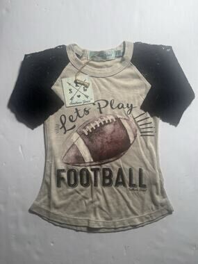 Southern Grace Girls 2-3Y Football Raglan Shirt Lace Sleeve Let’s Play NWT